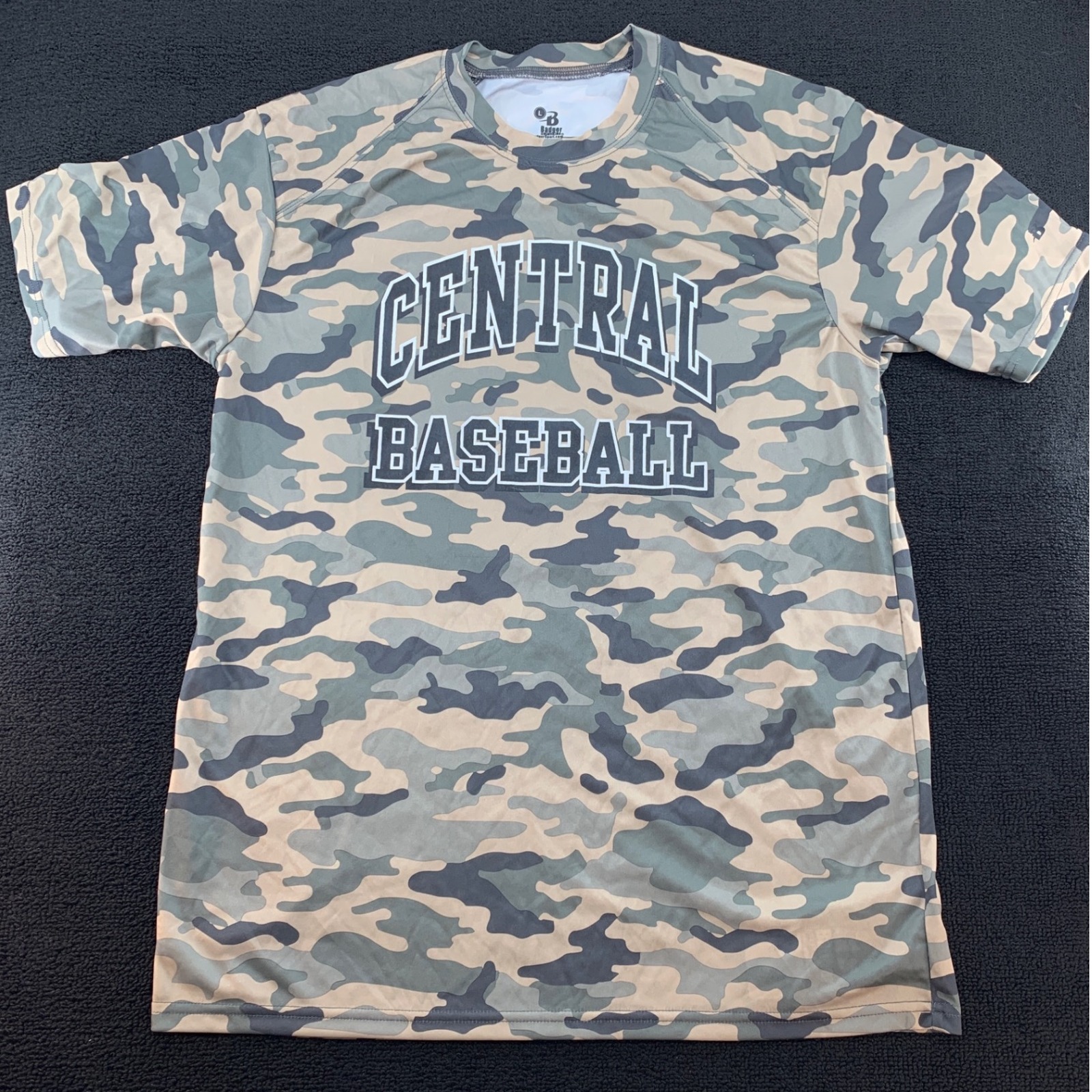Badger Sport Central Baseball Camo T-Shirt Mens Large Athletic Performance Dry